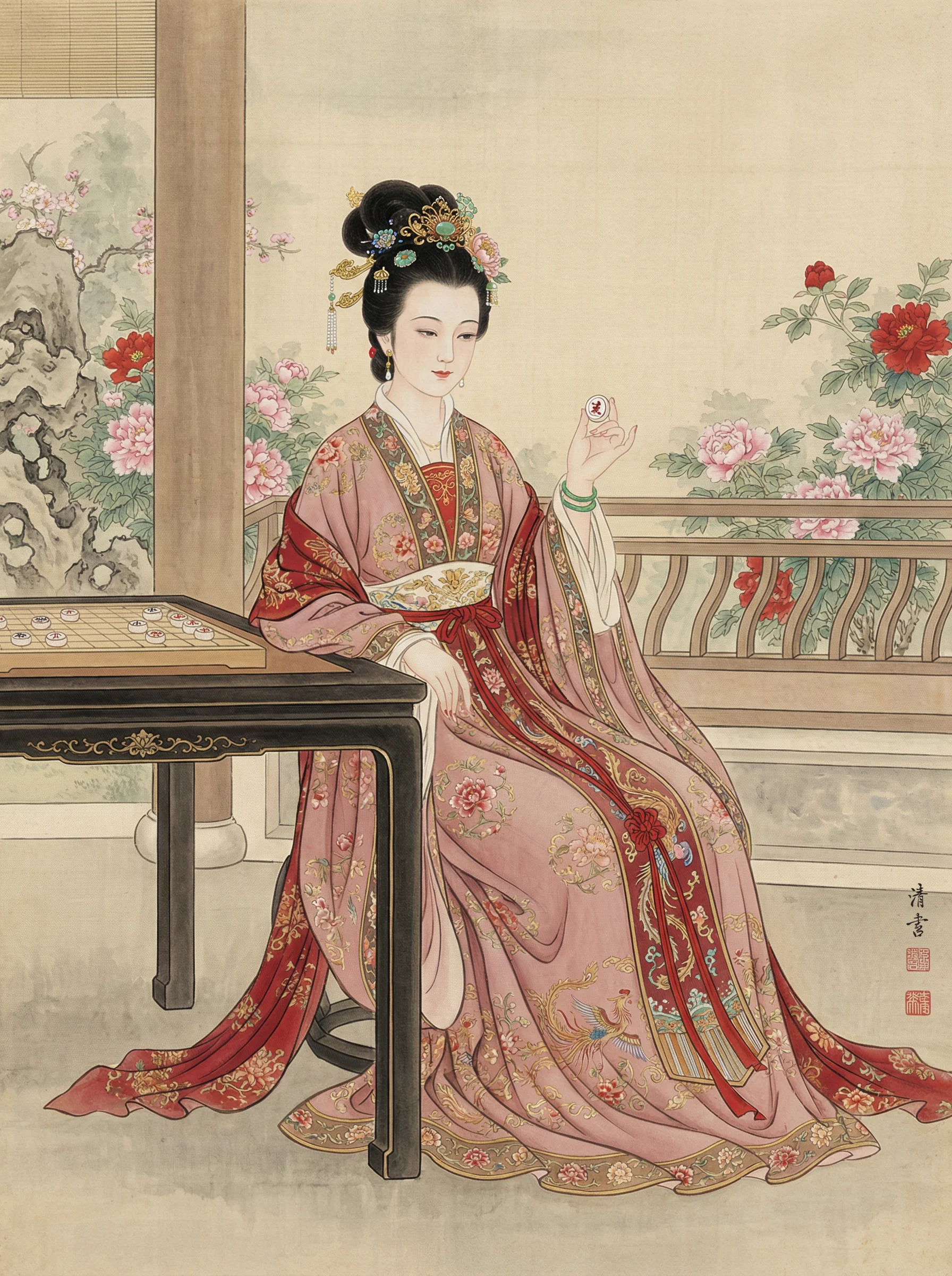 宫廷仕女弈棋图 - j9棋牌 后宫佳丽